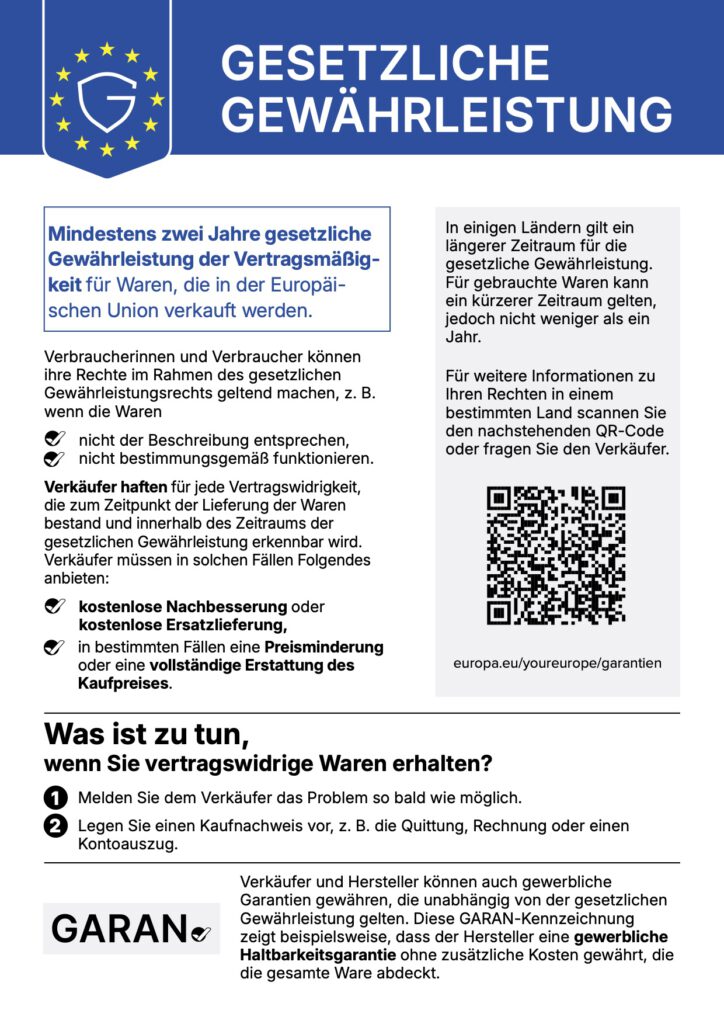 GESETZLICHE GEWÄHRLEISTUNG
